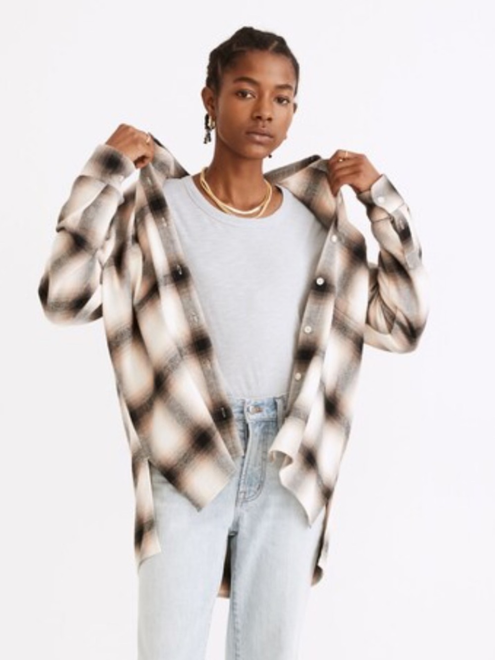 Madewell Oversized Cotton Flannel Plaid Shirt
